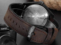 Boreal Black Stainless Steel Watch with Leather Band