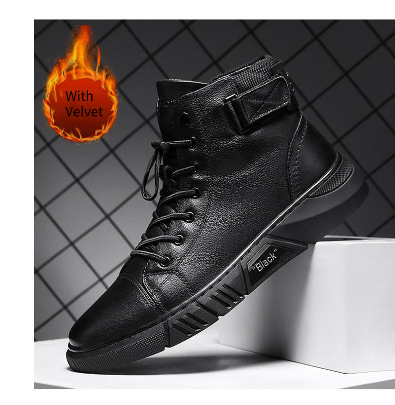 Hector - Sturdy Black Leather Sneakers for Men