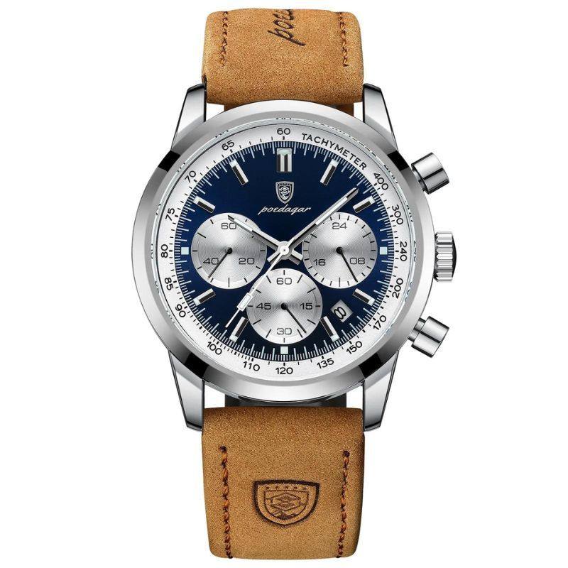 Orion Men's Stainless Steel Watch Featuring a Chic Leather Strap