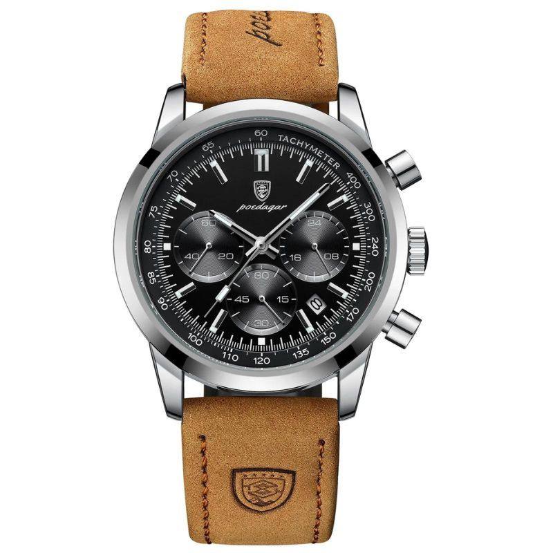 Orion Men's Stainless Steel Watch Featuring a Chic Leather Strap