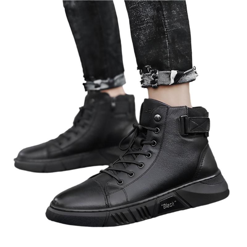 Hector - Sturdy Black Leather Sneakers for Men