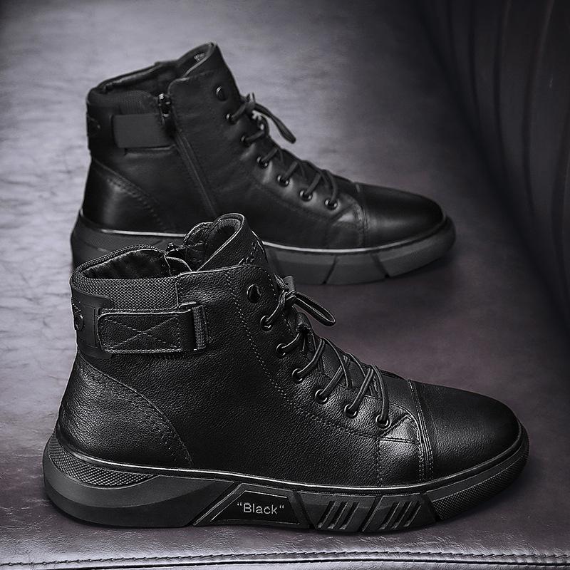 Hector - Sturdy Black Leather Sneakers for Men