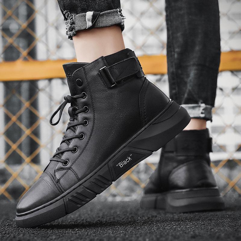 Hector - Sturdy Black Leather Sneakers for Men