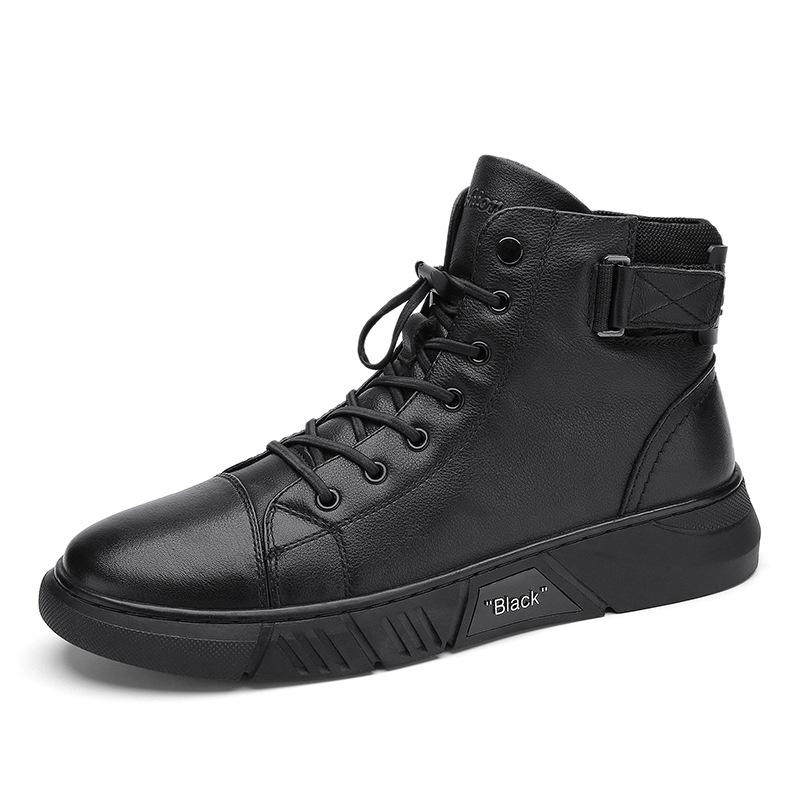 Hector - Sturdy Black Leather Sneakers for Men
