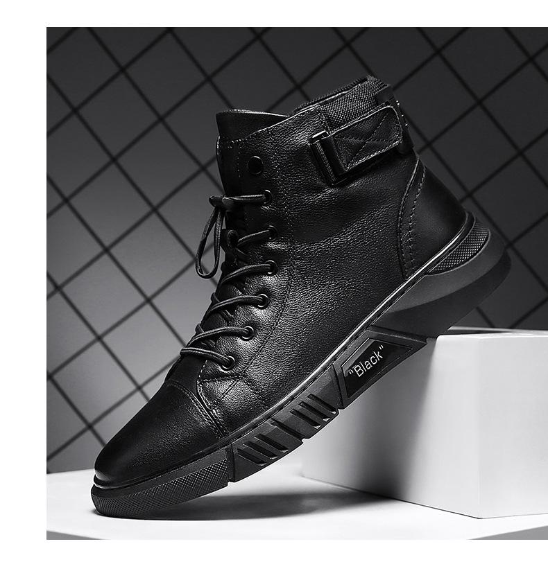Hector - Sturdy Black Leather Sneakers for Men